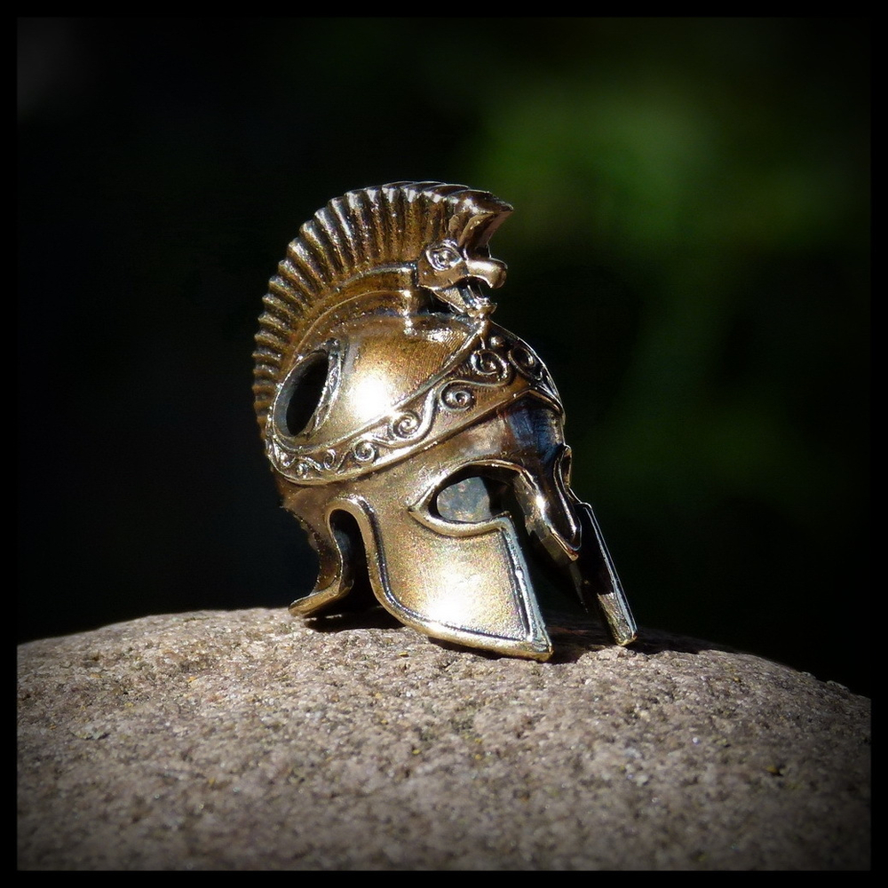 Бусина "Греческий шлем" для темляков или браслетов , латунь