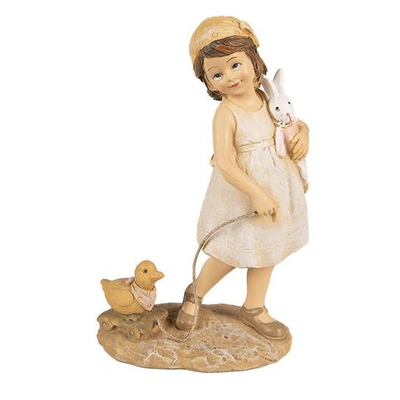 Декор "Девочка с кроликом и утенком" 10x6x15см