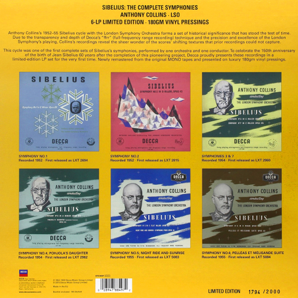 Anthony Collins / Sibelius: The Complete Symphonies (6LP)