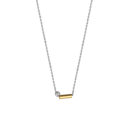 колье с шариком и трубочкой из белого и желтого золота