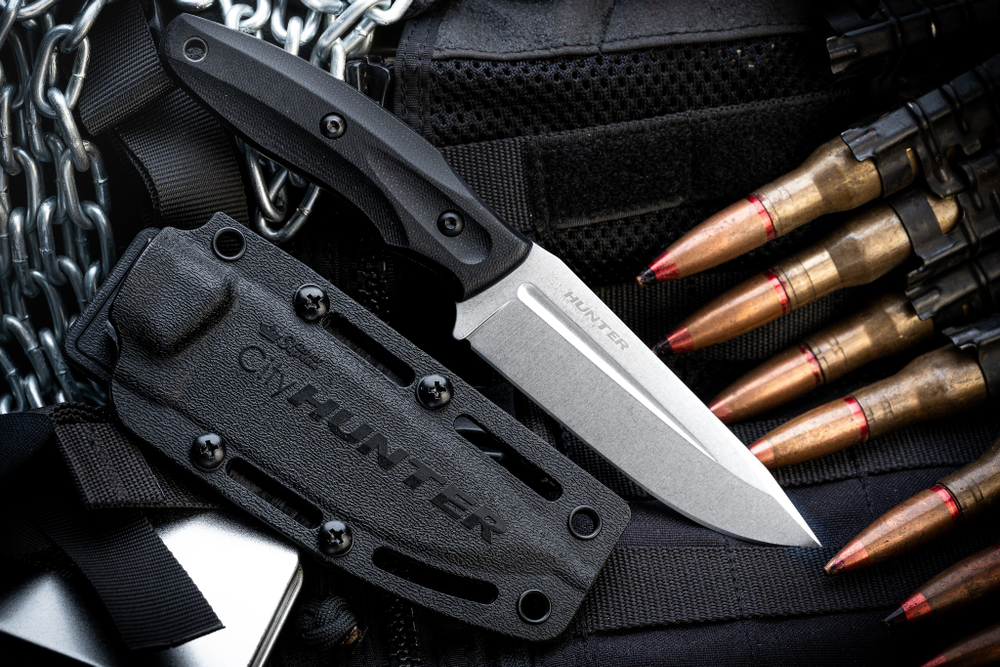 Туристичеcкий нож CityHunter Elmax Stonewash Black G10