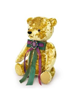 Мягкая игрушка Медведь БернАрт золотой с фиолетовой брошкой 30см