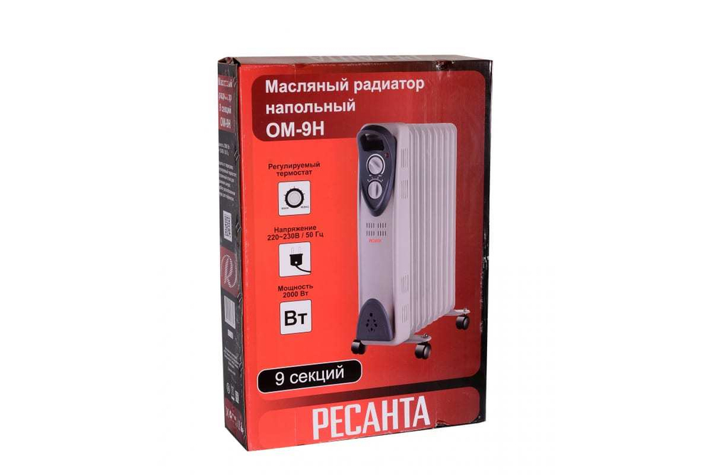 Масляный радиатор Ресанта ОМ-9А 2 кВт