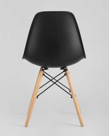 Eames Style DSW черный пластик, стальной каркас, натуральный массив бука