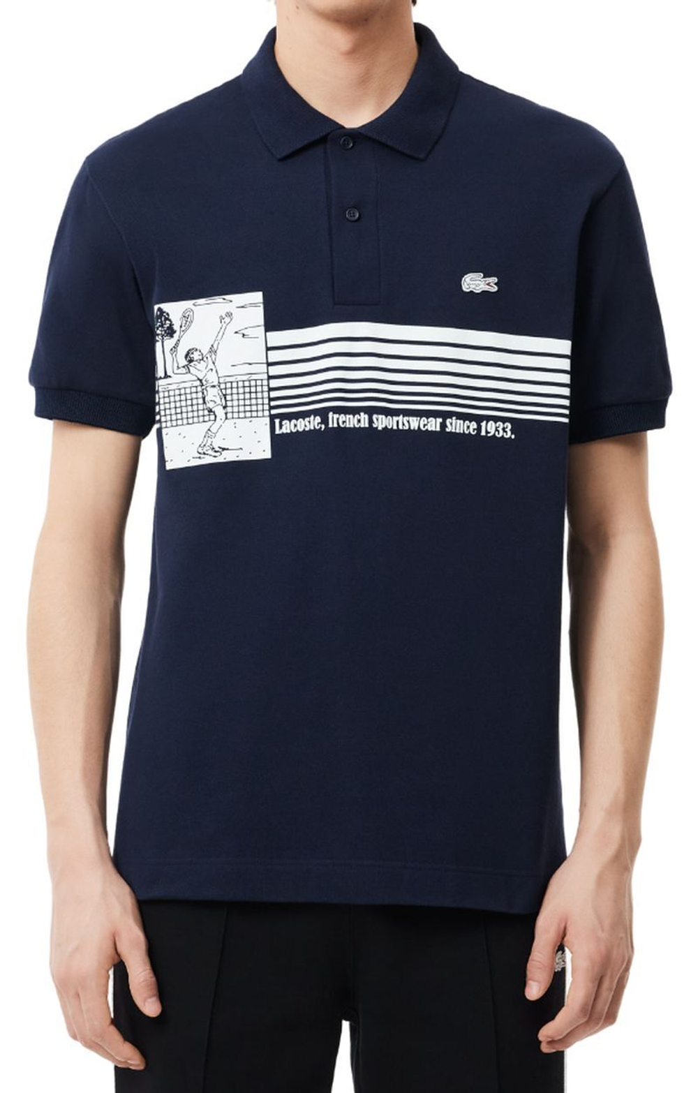 Мужское теннисное поло Lacoste French Made Original L.12.12 Print Polo Shirt - небесный