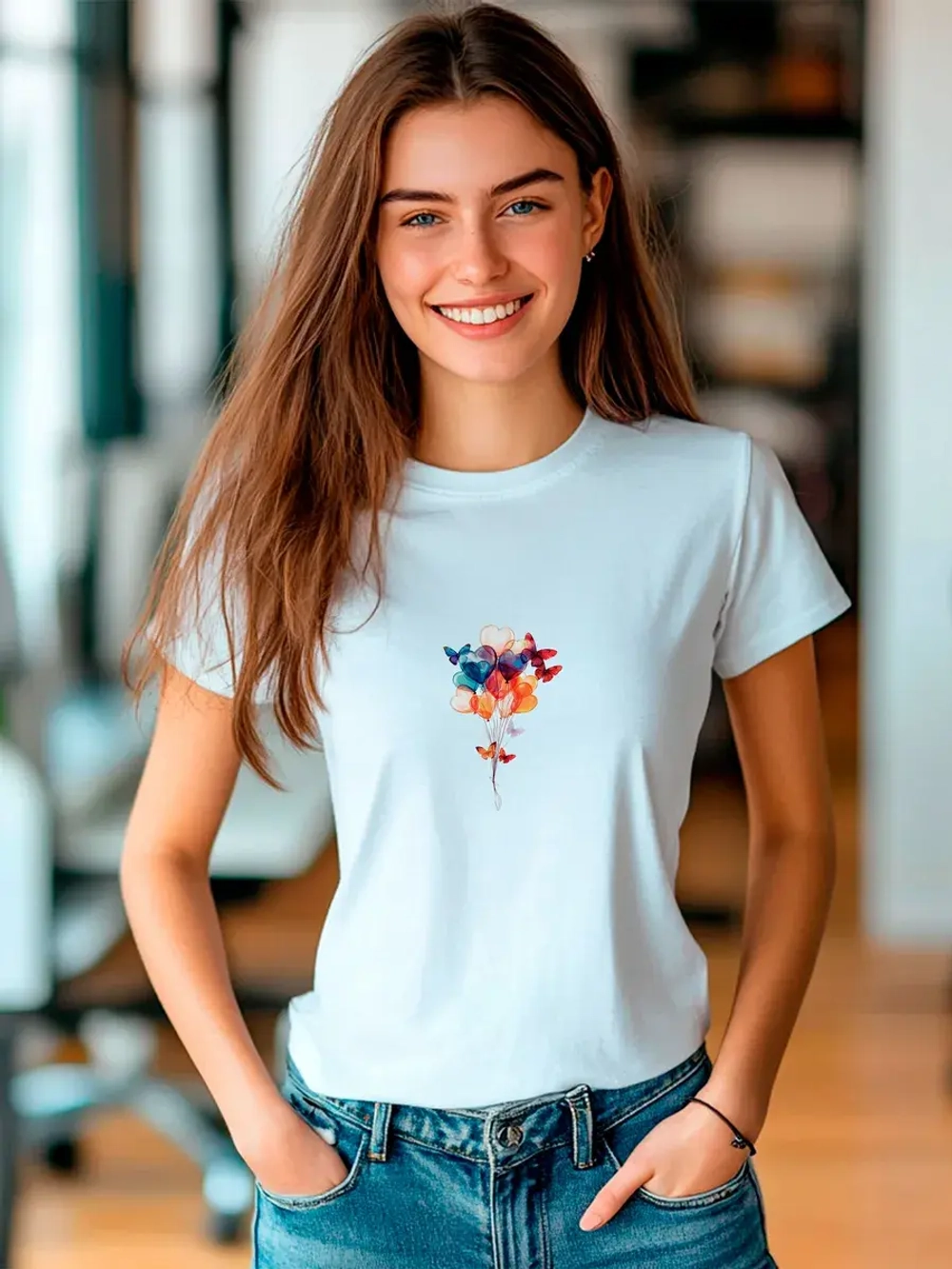 Футболка больших размеров с принтом сердечки