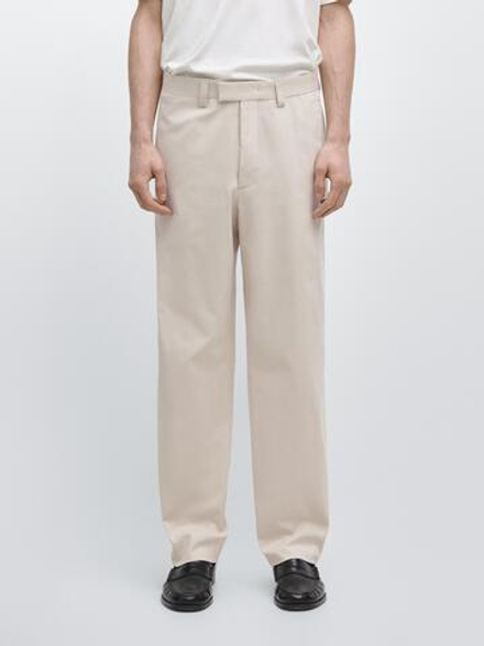 Massimo Dutti Брюки Barrel Fit приталенного кроя, бежевый