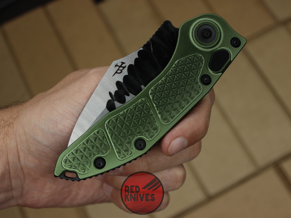 Нож Microtech Stitch Green / BLK A+++ алюминиевая рукоять 169-10APBK