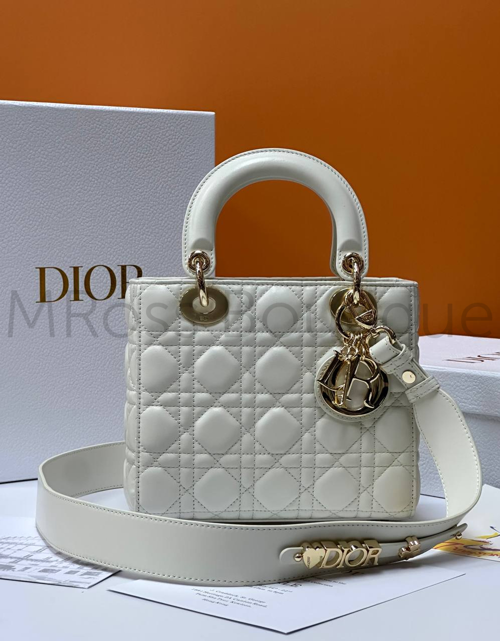 Женская сумка Lady Dior My ABC квадратная белого цвета