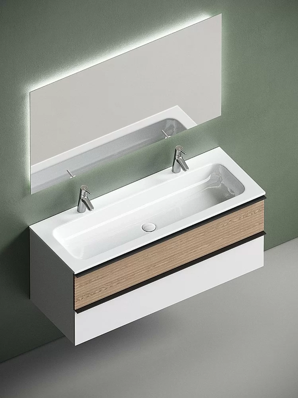 Тумба с раковиной Sancos DELTA DL120W 120 дуб светлый/белый