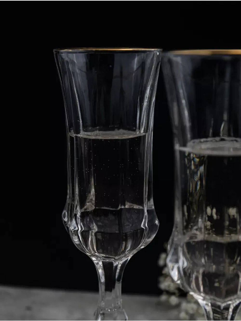 Набор бокалов для шампанского, 160 мл. 6 шт, с золотом