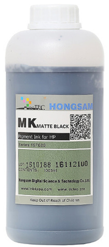 Чернила DCTec — HONGSAM пигментные для HP серия: 197680 - Matt Black (Матовый черный) 1000 мл.