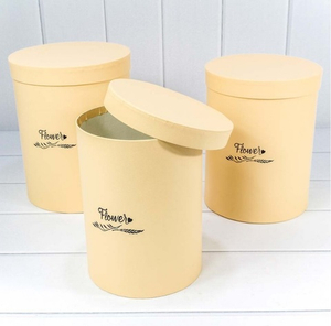 Коробки Цилиндр "Flower" Набор 3 шт Песочный