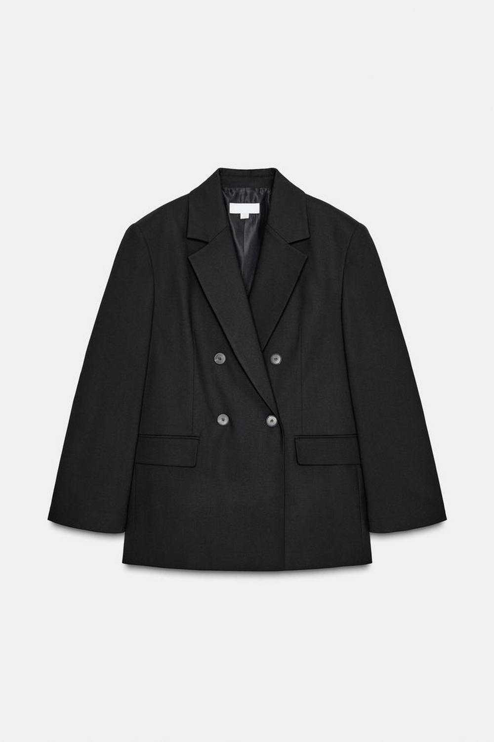 ZARA ДВУБОРТНЫЙ БЛЕЙЗЕР ОВЕРСАЙЗ, ЧЕРНЫЙ