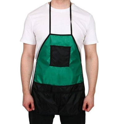 Зелено-черный фартук с шестью карманами «Флористо» (Цвет: зеленый с черным)