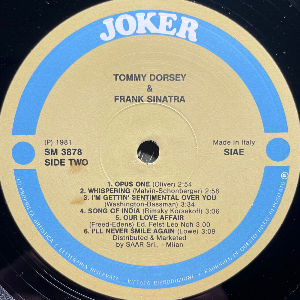 Tommy Dorsey, Frank Sinatra ‎– Tommy Dorsey - Frank Sinatra (Италия 1981г.)