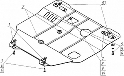 Защита стальная 2 мм Д, КПП Mitsubishi Lanсer X MOTODOR.01333