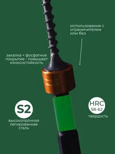 Биты для шуруповерта с магнитным ограничителем PH2x50мм