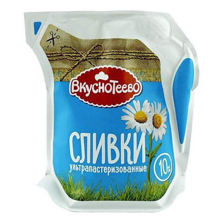 Сливки животные "Вкуснотеево 10%" 125 мл. (12шт/кор)