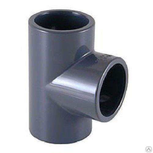 Тройник 90° ПВХ (НПВХ) равнопроходной под клей (Ру10-16), Россия