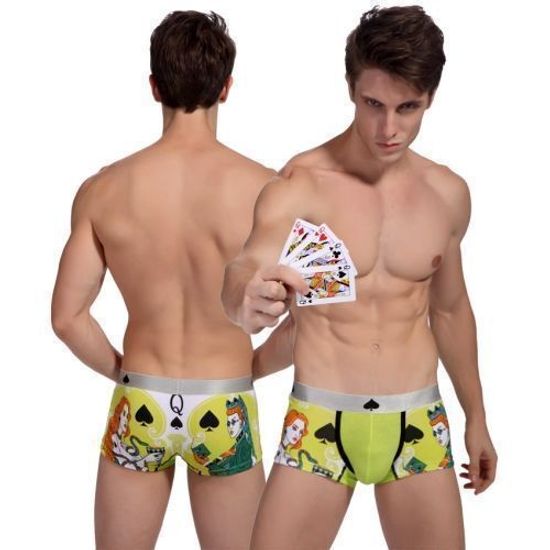 Мужские трусы хипсы желтые с принтом "Пиковая Дама" Superbody Cards Spades Boxer