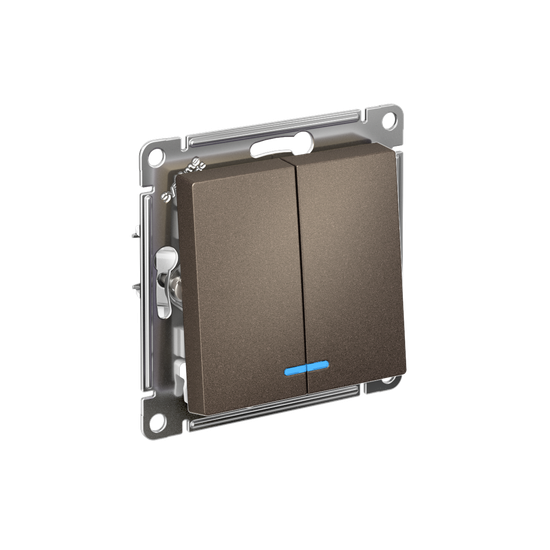 Выключатель 2-кл. СП AtlasDesign 10А IP20 (сх. 5а) 10AX с подсветкой механизм мокко SE ATN000653