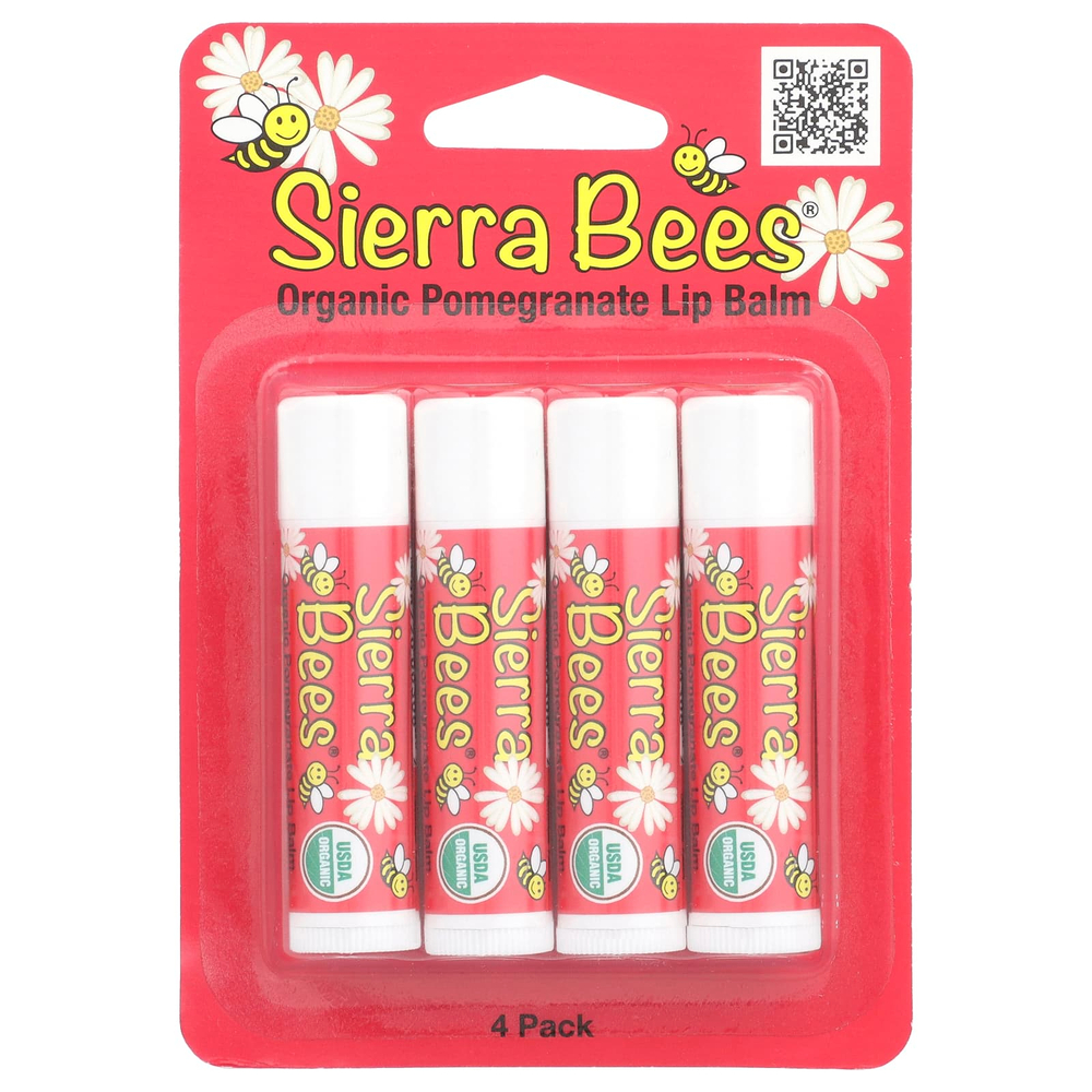 Sierra Bees, органические бальзамы для губ, гранат, 4 штуки по 4,25 г (0,15 унции)