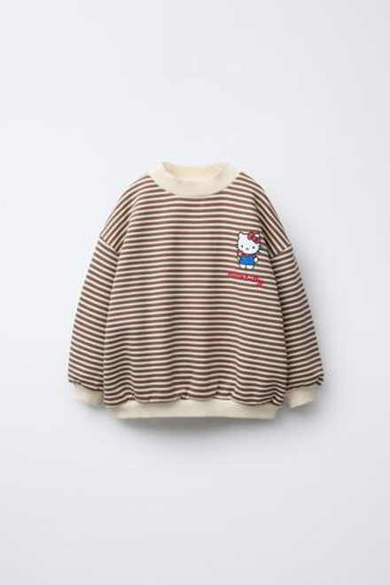 ZARA ТОЛСТОВКА В ПОЛОСКУ HELLO KITTY ©, ЭКРЮ