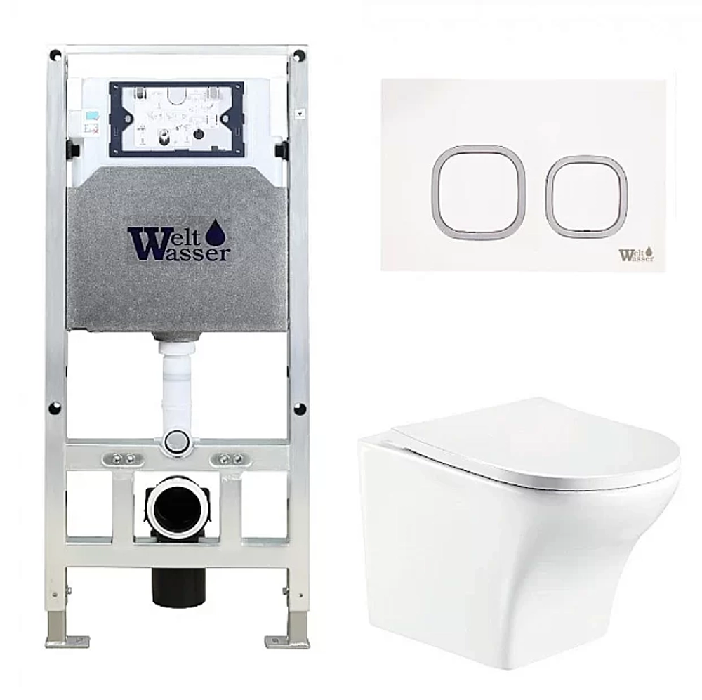 Унитаз с инсталляцией WeltWasser AMBERG 506 ST + ODENBACH 004 GL-WT + AMBERG RD-WT