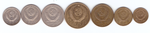 Комплект монет 1,2,3,5,10,15,20 копеек 1951 года (VF-XF)