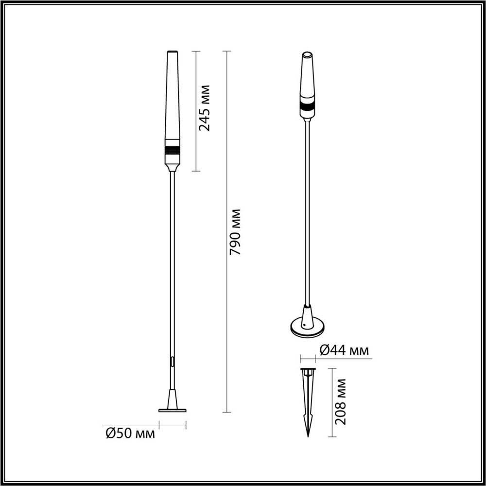 7020/4GL NATURE ODL25 656 Ландшафтный светильник 790мм металл/акрил IP65 LED 3W CRI 90 3000K 360° 24V CANNA (нужен драйвер 357781/357782)