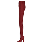 SAINT LAURENT Cow Leather Knee high Boots Women"s Red