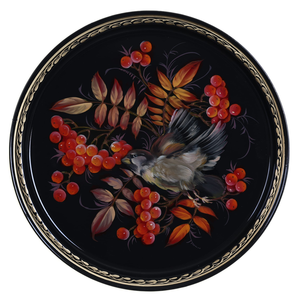 Жостовский поднос декоративный, размер 30 см (A9), металлический