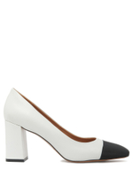 Женские комбинированные туфли белые с черной отделкой