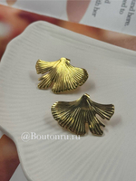 Серьги золотистые маленькие листья Гинкго