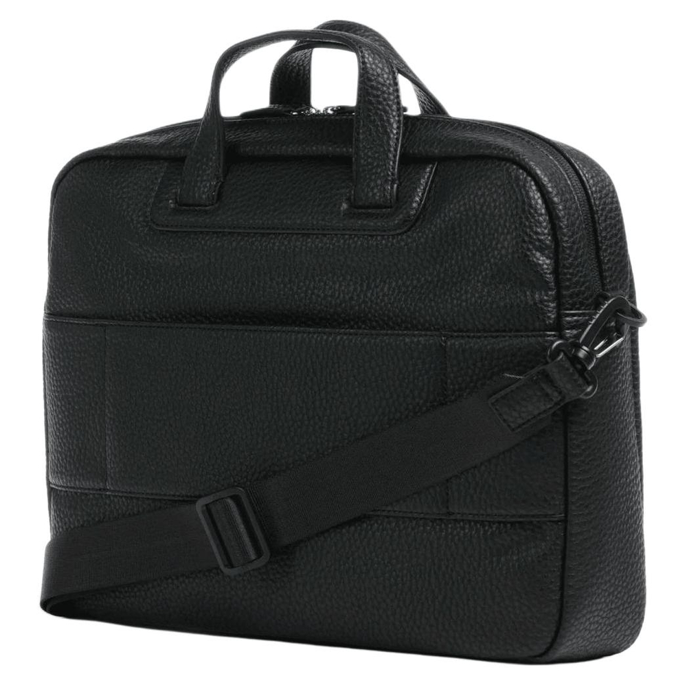 ARMANI EXCHANGEAE Cracked Leather Portable One Shoulder Crossbody Briefcase Men"s Black
