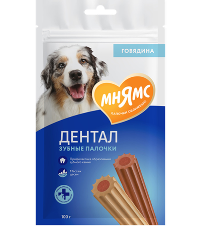 Мнямс Dental Лакомство для собак "Зубные палочки" с говядиной 100гр.