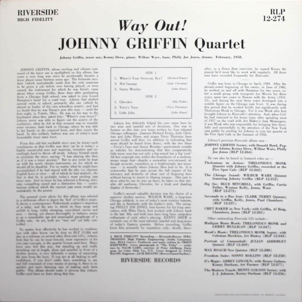 Johnny Griffin Quartet, Johnny Griffin / Way Out! (LP)