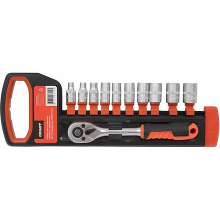 Набор шестигранных головок Gigant с трещоткой 1/4", 11 предметов GSRW-11/14