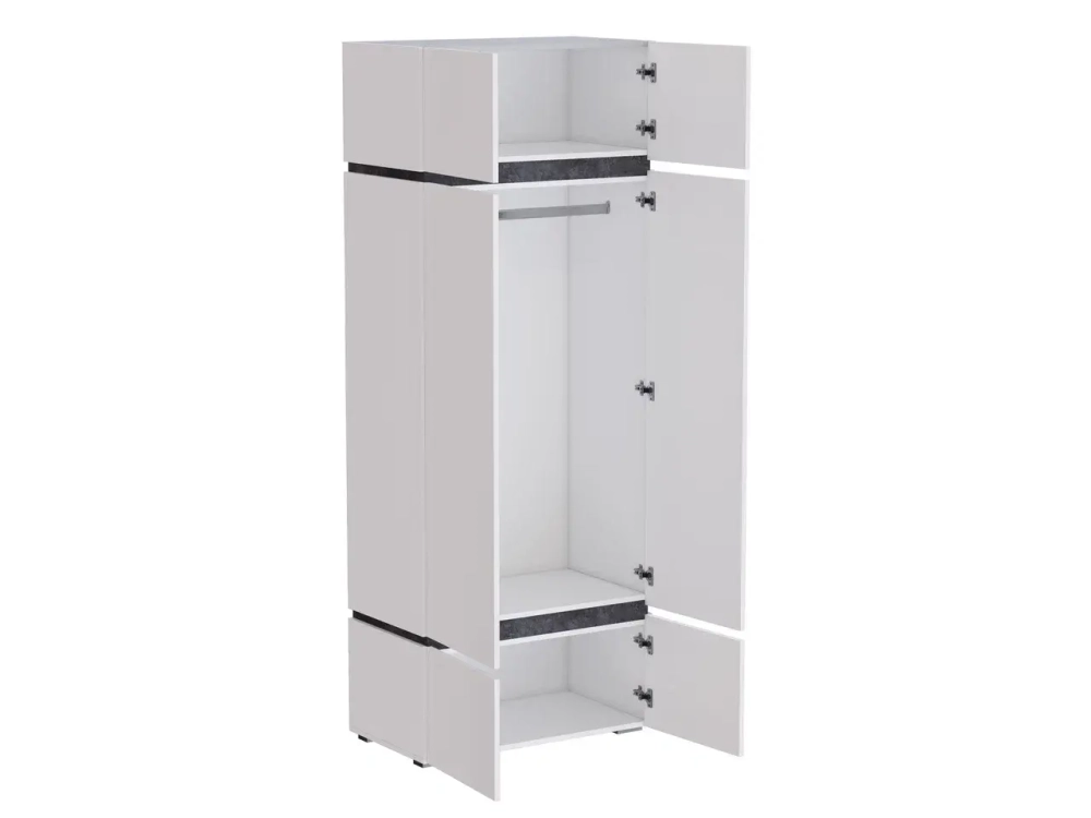 Аркон Шкаф 2-х ств. белый/бетон темный