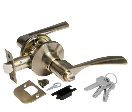 Замок ручка Бронза с ключом,фиксатором 6010 АВ-Е