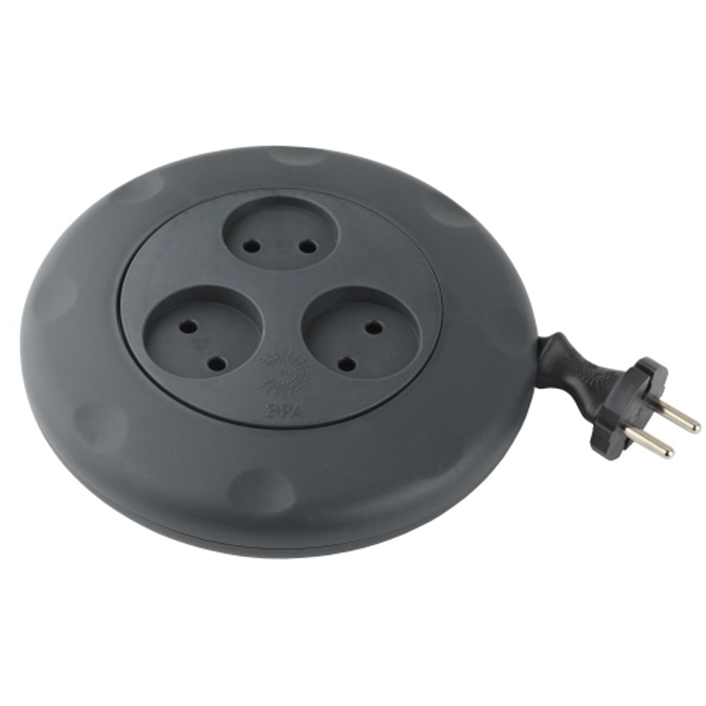 Удлинитель электрический ЭРА UR-3-3m-B рулетка без заземления 3 розетки 3м 2x1мм2 10А черная | Бытовые удлинители