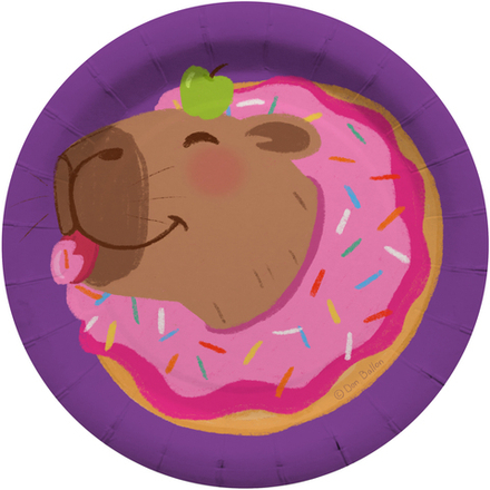 Тарелки бумажные «Капибара с пончиком», 18см, 6 шт