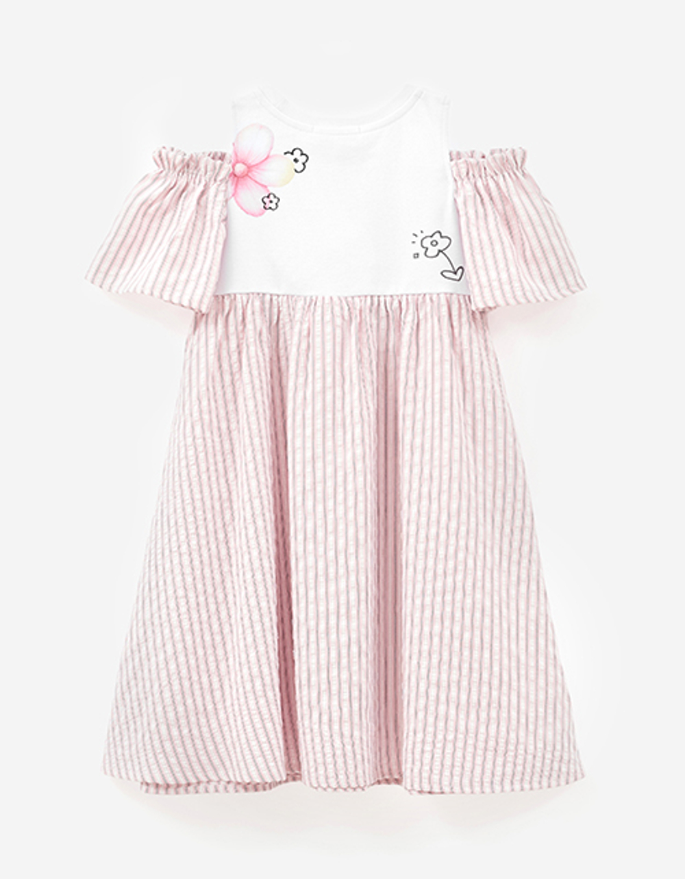 Платье сарафан розовое полоска