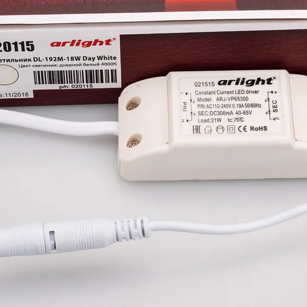 Светильник DL-192M-18W Day White (Arlight, IP40 Металл, 3 года) 020115