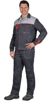 Куртка "Сириус-Фаворит-Люкс" (т.серый/серый/красный)