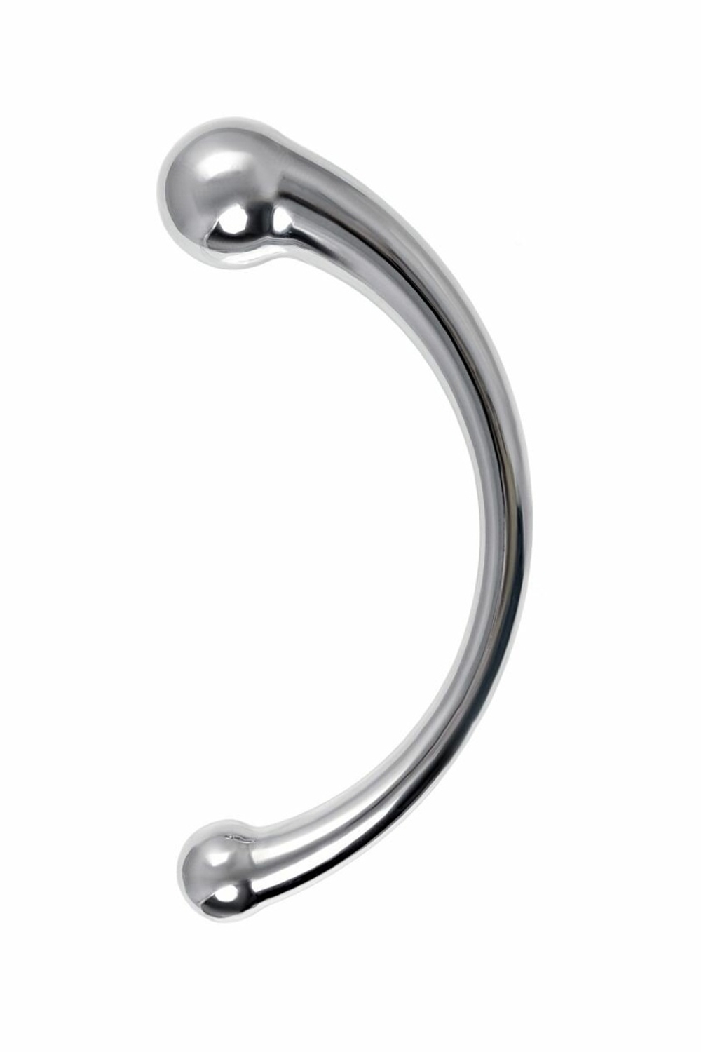 Серебристый двусторонний металлический дилдо - 21 см. (Цвет: серебристый)