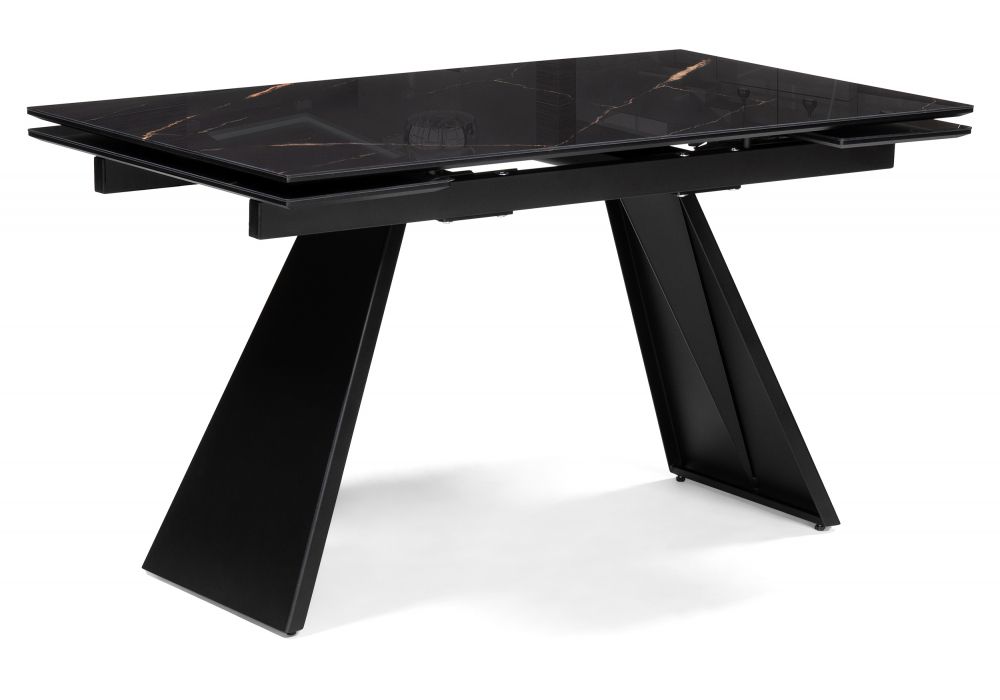 Стеклянный стол Хорсборо 140(200)х80х79 обсидиан / черный