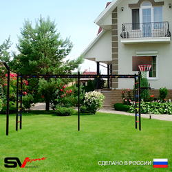 Уличная шведская стенка Sv Sport рукоход х 2 с комплектом турник прямой У54533К (Брусья/Щит баскет/Кронш бокс)