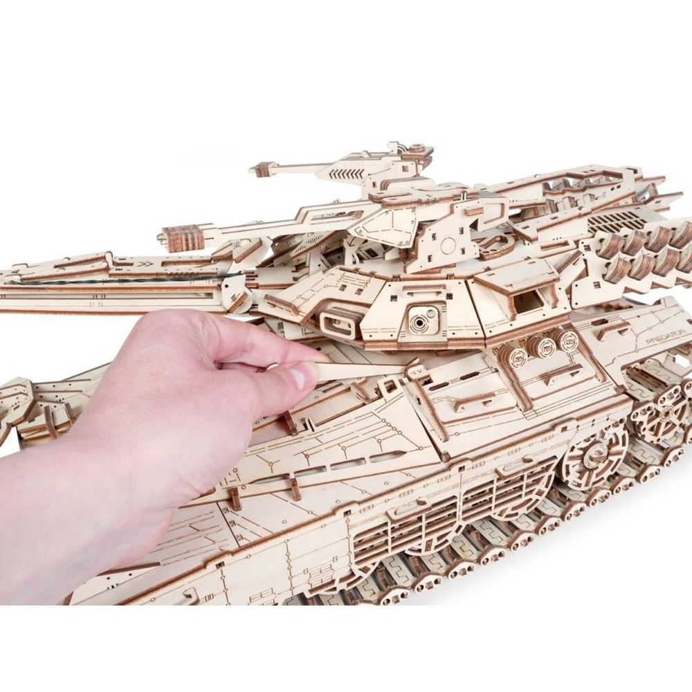 Танк Хищник от Lemmo из фанеры. Деревянный конструктор, сборная модель, 3D пазл, военная техника, стреляет